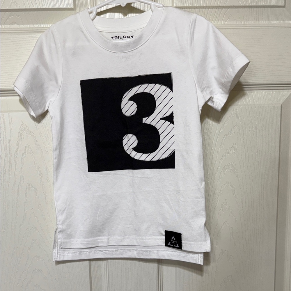 Trilogy design Kids White and Black Graphic T-Shirt